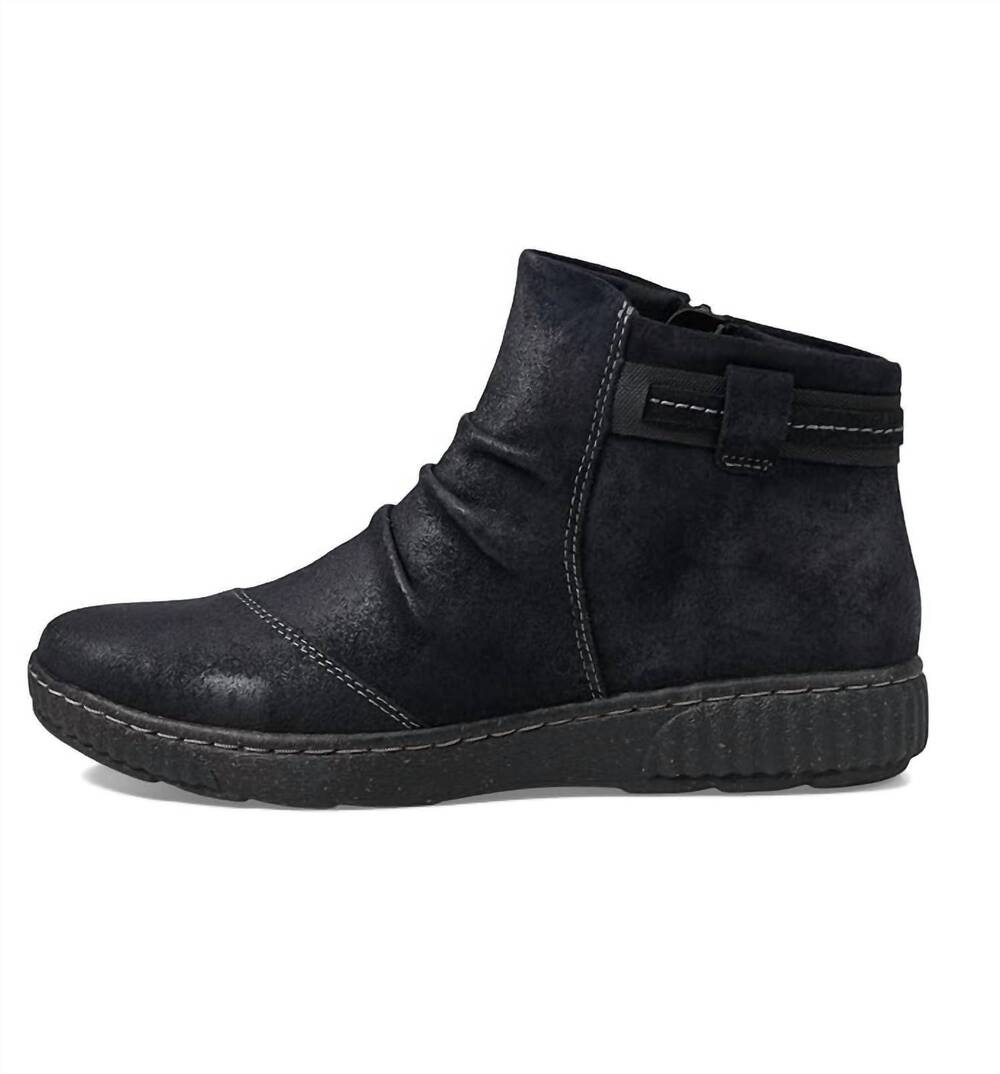 NEW CLARKS women's caroline derby ankle boot in black suede